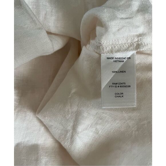 Adrienne Vittadini Chalk 100% Linen‎ Short Sleeve Top Size Medium - Picture 4 of 4